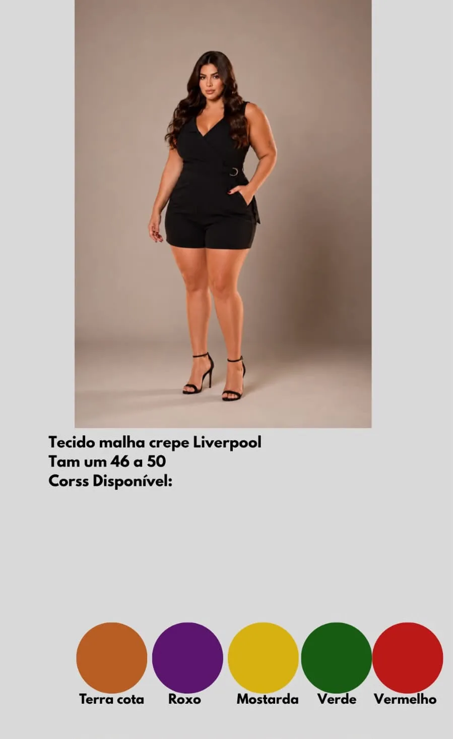 Macaquinho plus size Malha crepe