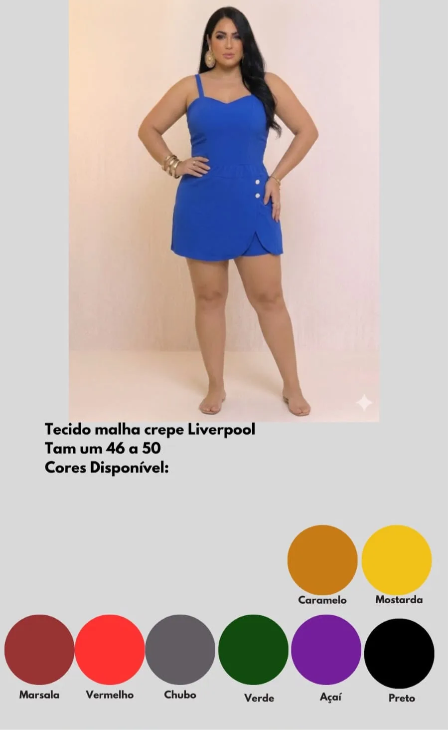 Macaquinho plus size Malha crepe