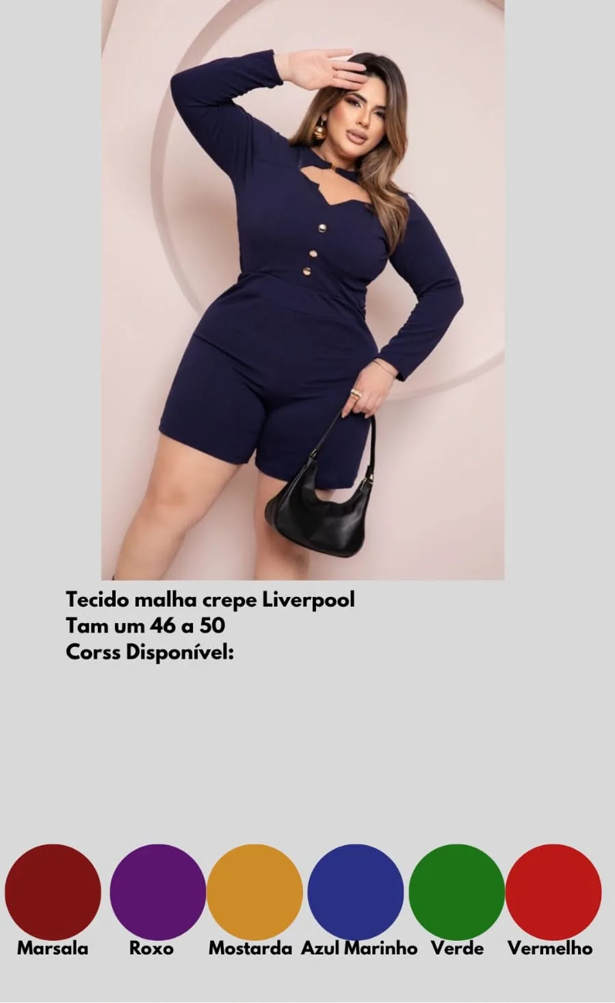 Macaquinho plus size Malha crepe